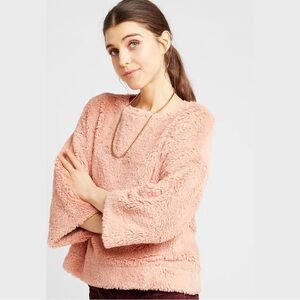Madewell Pink Faux Fur Sweater